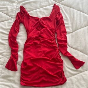 Elegant Red Ruched Dress